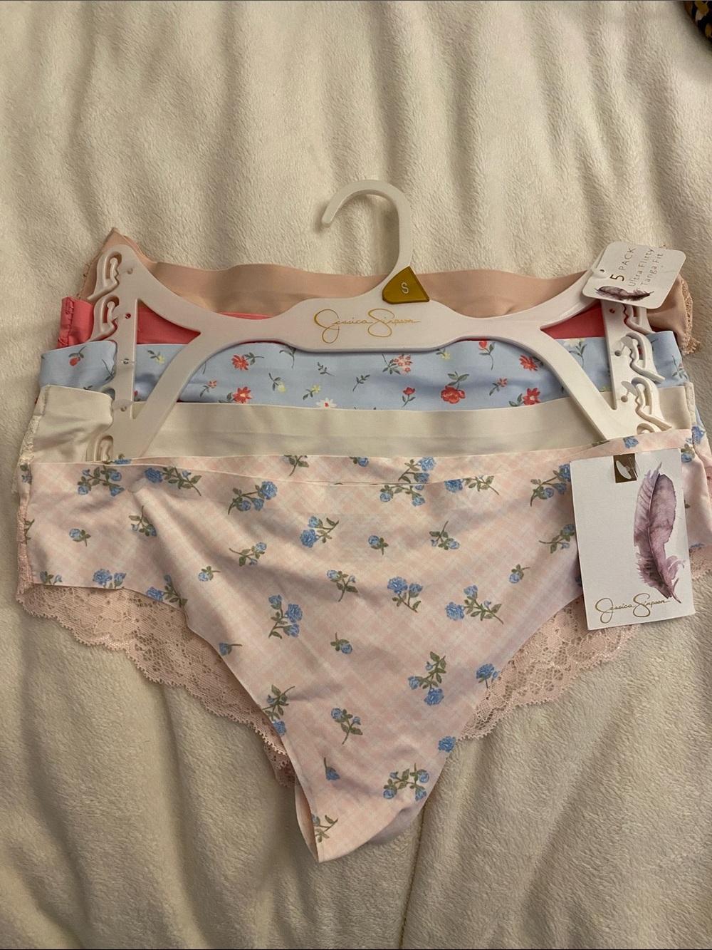 Jessica Simpson Floral Bikini Panty Set - Pink & Blue